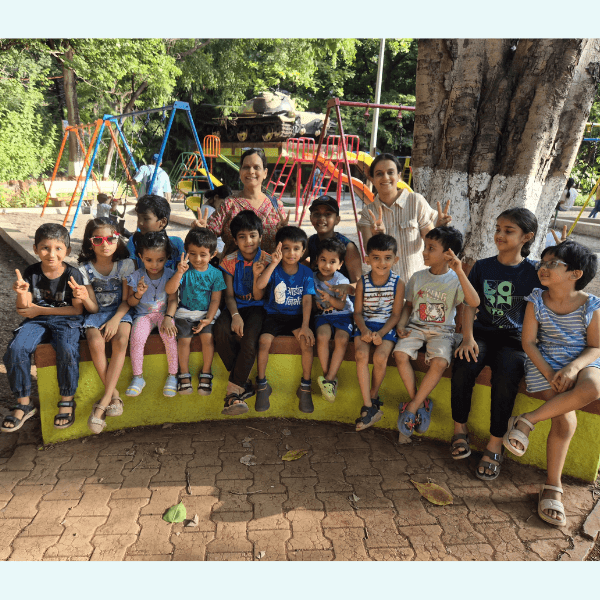 children group of sneh palnaghar daycare in anandnagar sinhagad road pune enjoining toghether in garden